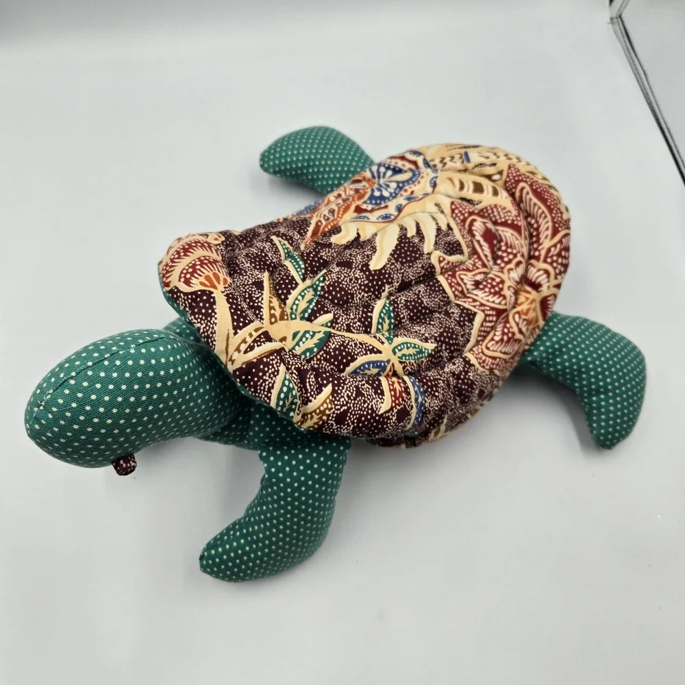 Vtg Handmade Sea Turtle Plush Toy Quilted Removable Shell‎ Cottagecore Country